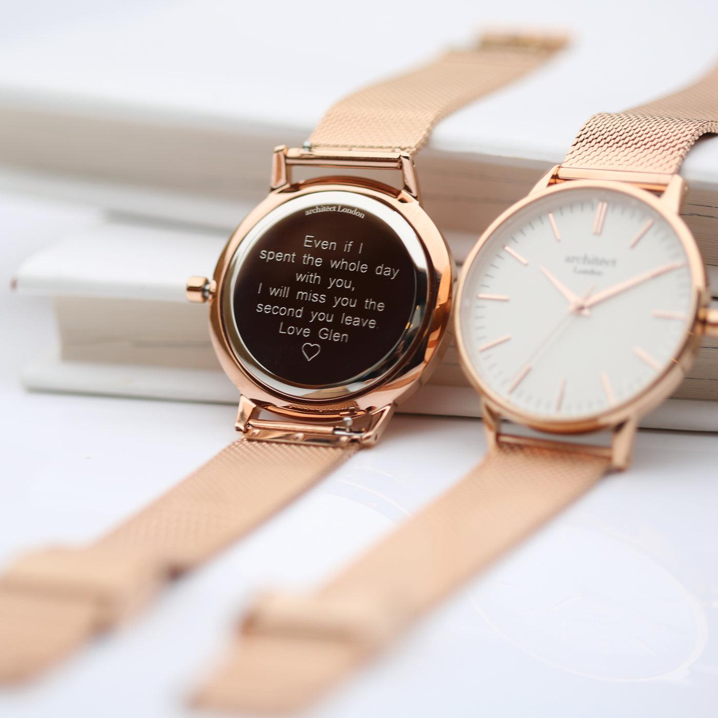 Architēct Blanc - Personalised Ladies Watch - Rose Gold-NEVANNA