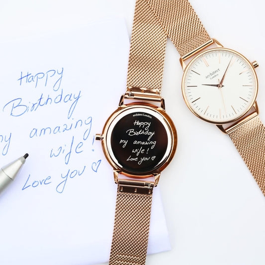 Architēct Blanc - Personalised Ladies Watch - Rose Gold-NEVANNA