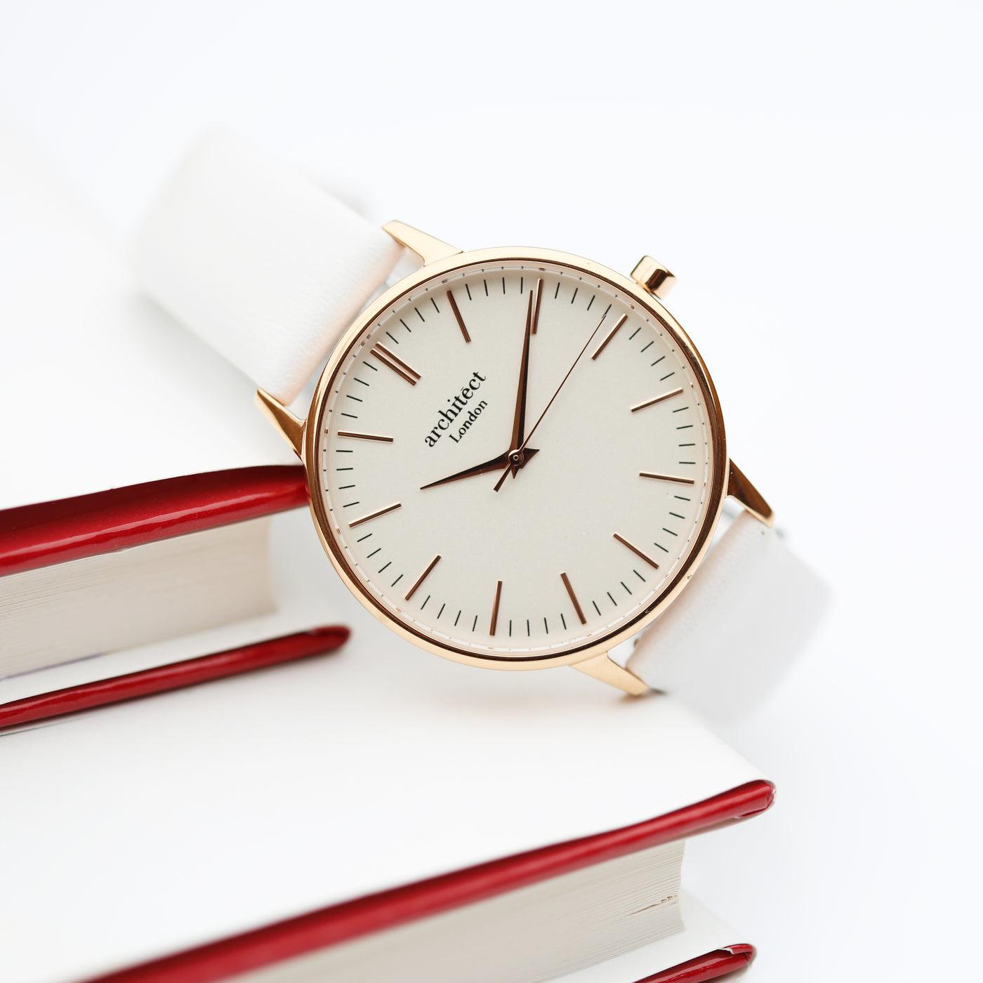 Architēct Blanc - Personalised Ladies Watch - White Strap-NEVANNA