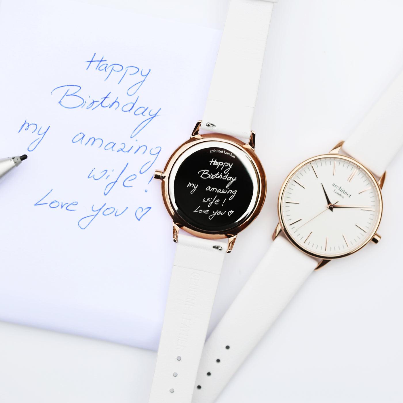 Architēct Blanc - Personalised Ladies Watch - White Strap-NEVANNA