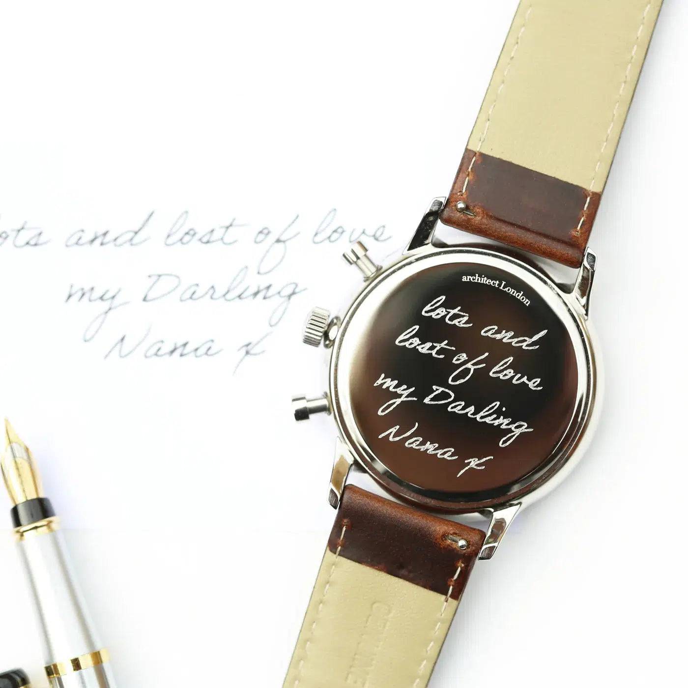 Architect Motivator - Men's Personalised Watch Envy Green With Walnut Brown Strap-NEVANNA