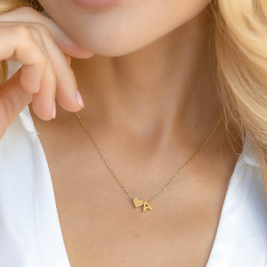 Dainty Initial Heart Necklace-Necklaces-NEVANNA