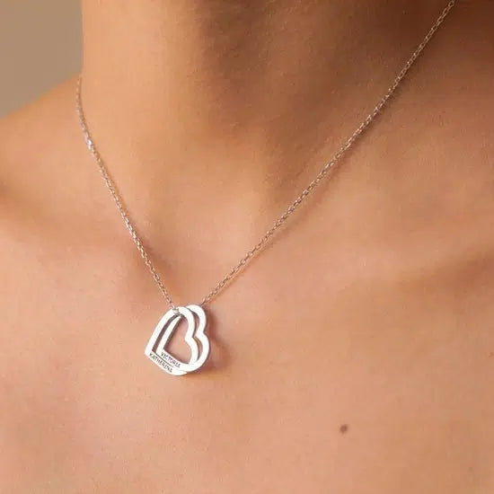 Personalized Double Heart Necklace-Necklaces-NEVANNA