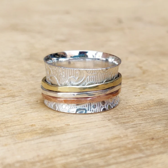 Silver and Brass Anxiety Ring-NEVANNA