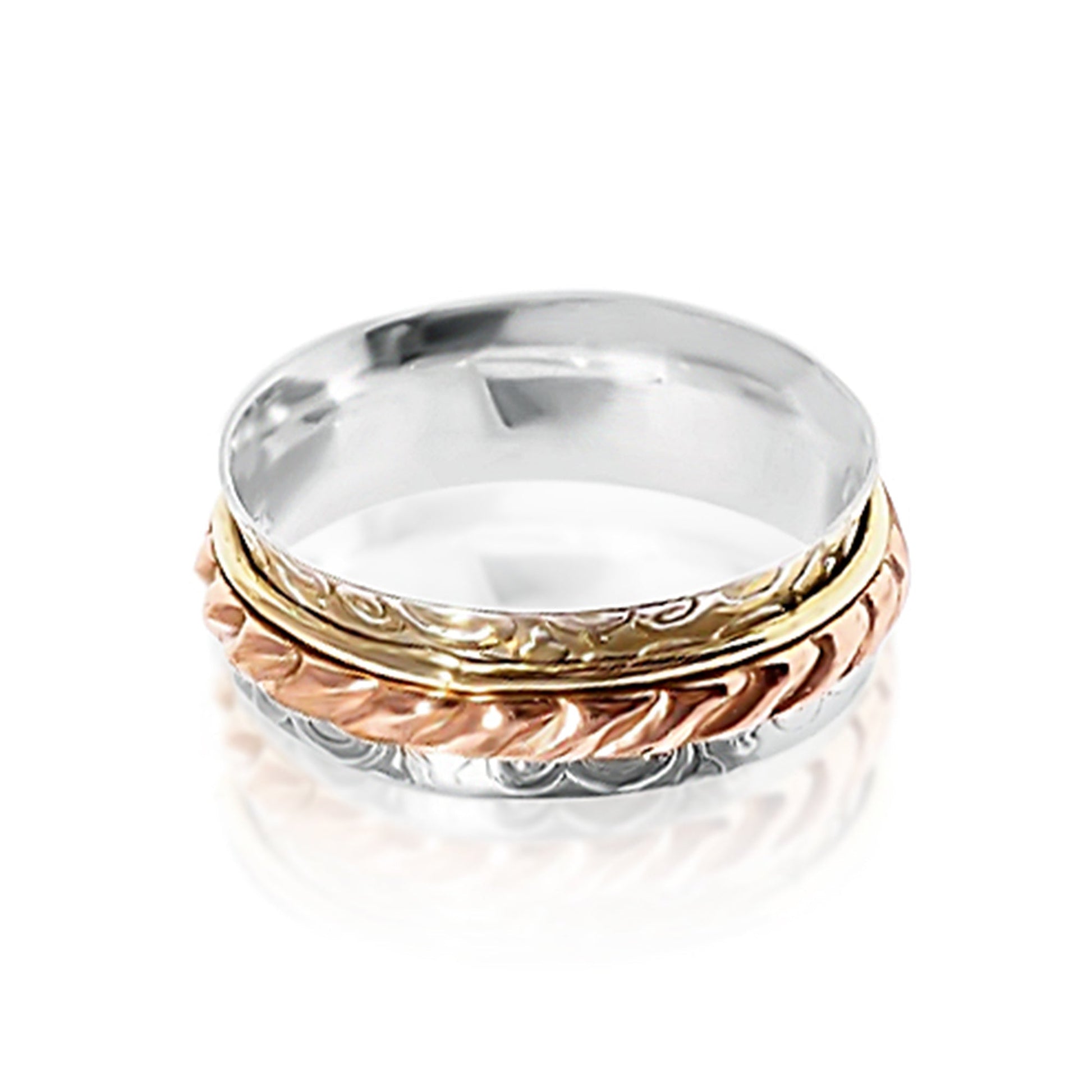 Three-Tone Hippie Spinner Ring-Rings-NEVANNA