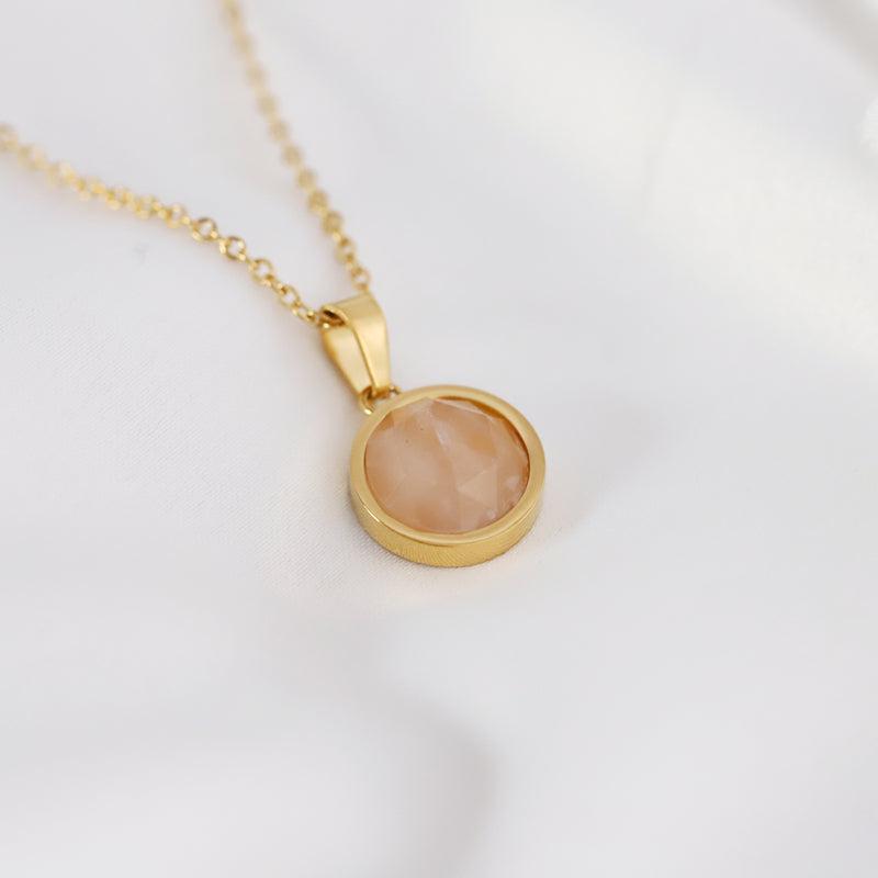 18K Plated Rose Quartz Necklace-Necklaces-NEVANNA