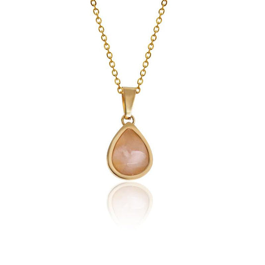 18K Plated Rose Quartz Necklace-Necklaces-NEVANNA