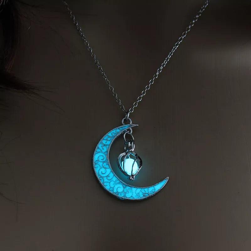 Illuminating Crescent Moon Pendant Necklace-Necklaces-NEVANNA