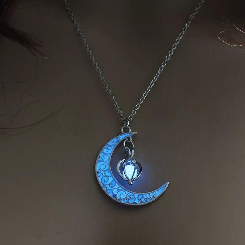 Illuminating Crescent Moon Pendant Necklace-Necklaces-NEVANNA