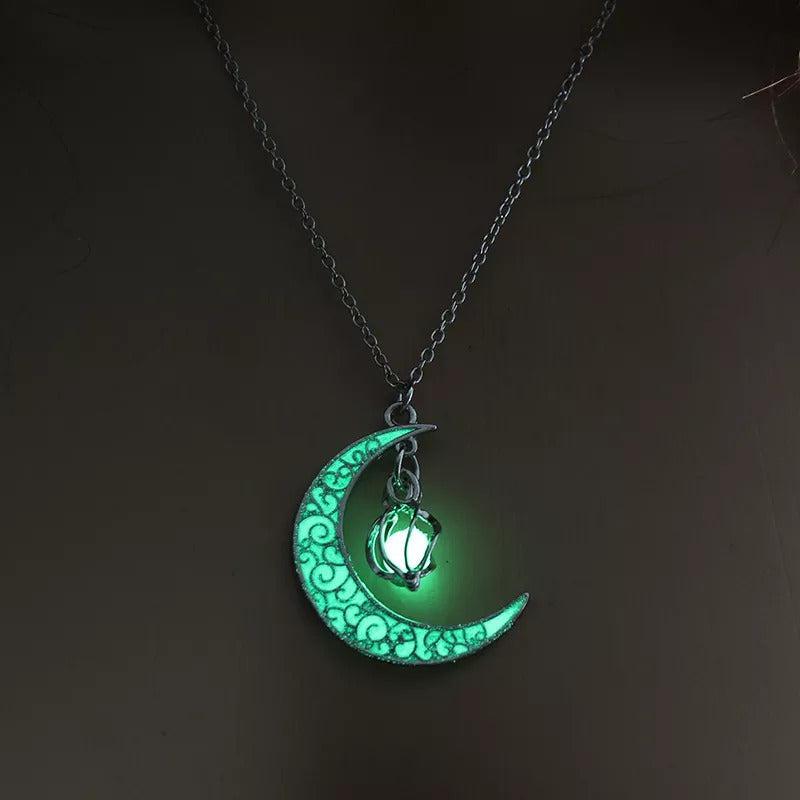 Illuminating Crescent Moon Pendant Necklace-Necklaces-NEVANNA