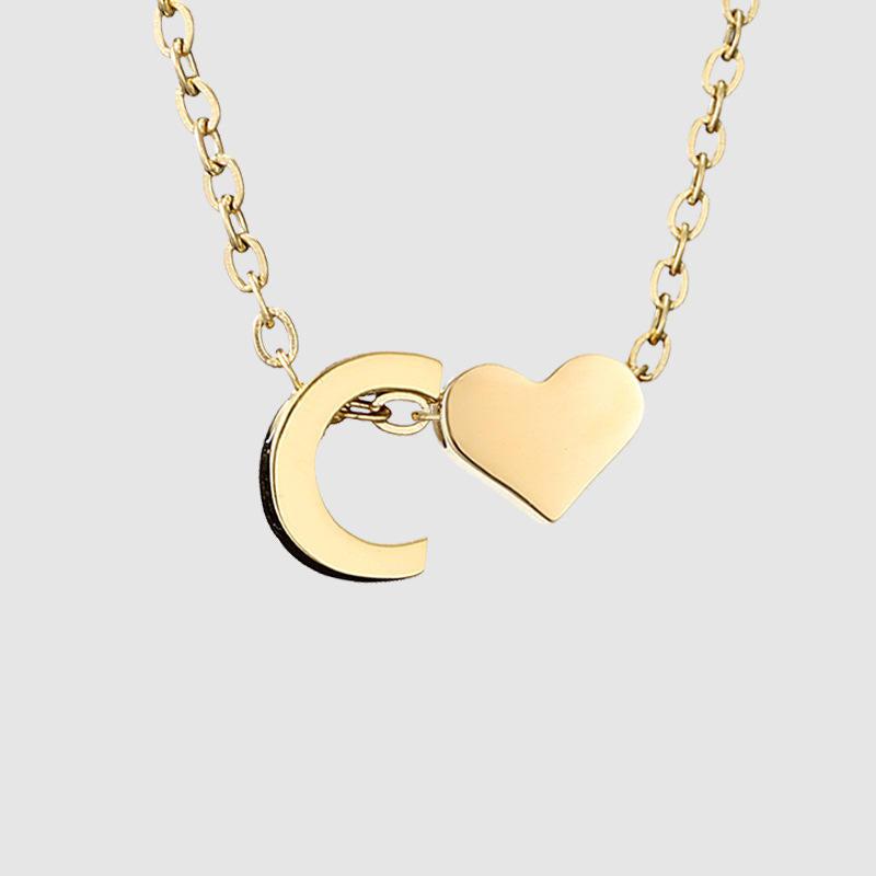 Dainty Initial Heart Necklace-Necklaces-NEVANNA