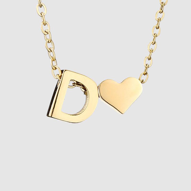 Dainty Initial Heart Necklace-Necklaces-NEVANNA