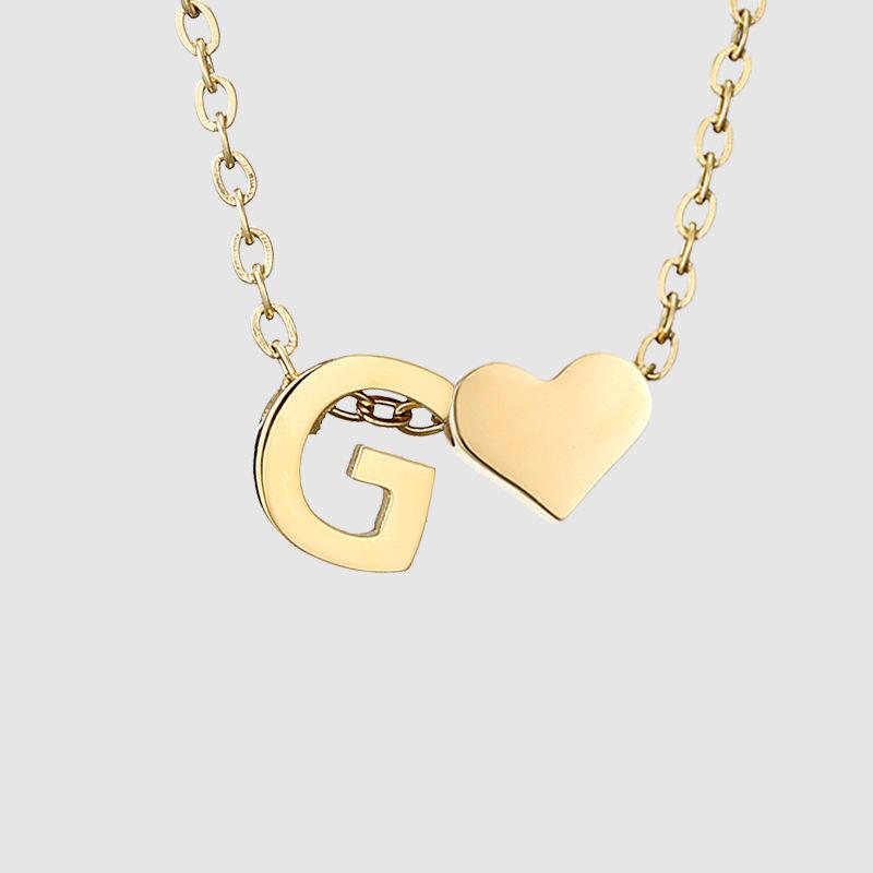 Dainty Initial Heart Necklace-Necklaces-NEVANNA