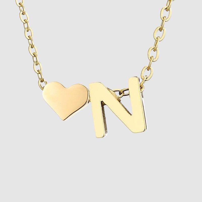 Dainty Initial Heart Necklace-Necklaces-NEVANNA