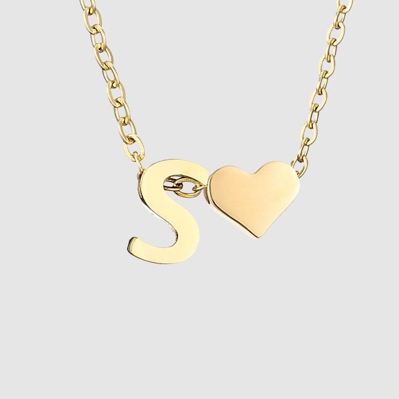 Dainty Initial Heart Necklace-Necklaces-NEVANNA