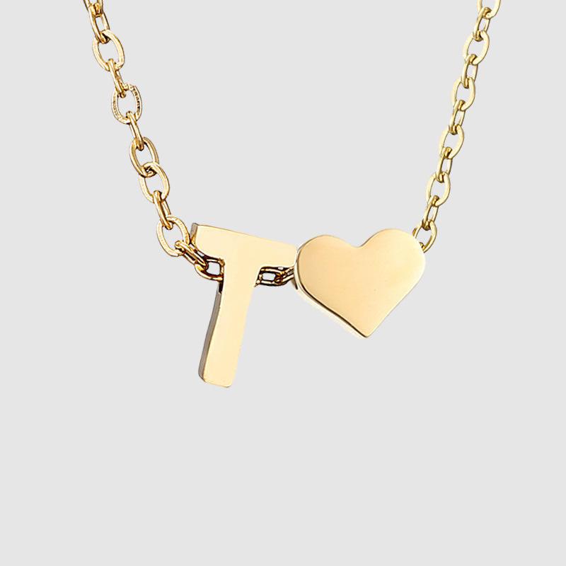 Dainty Initial Heart Necklace-Necklaces-NEVANNA