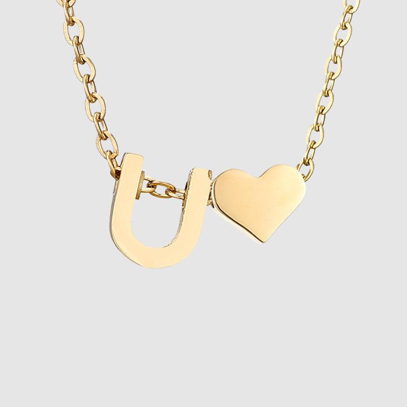 Dainty Initial Heart Necklace-Necklaces-NEVANNA