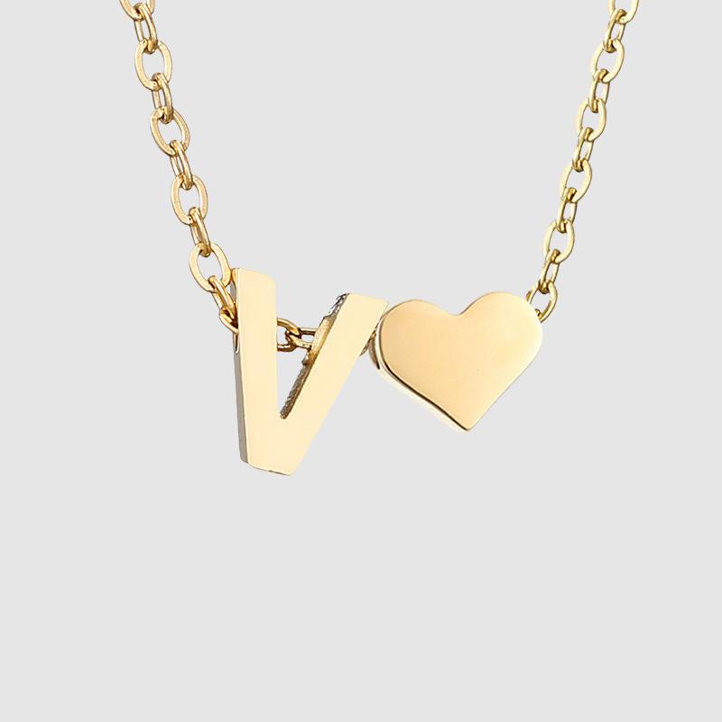 Dainty Initial Heart Necklace-Necklaces-NEVANNA