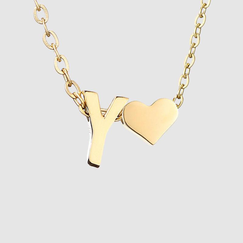 Dainty Initial Heart Necklace-Necklaces-NEVANNA