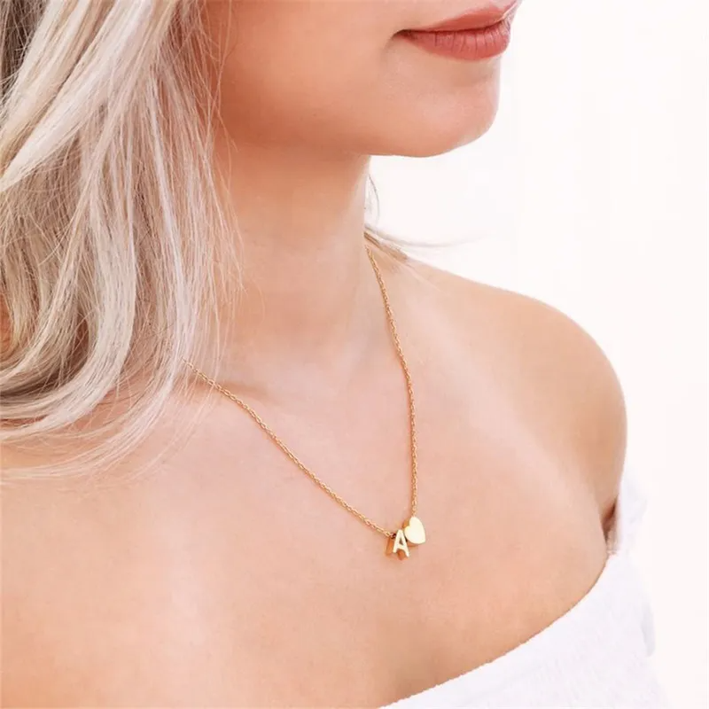 Dainty Initial Heart Necklace-Necklaces-NEVANNA