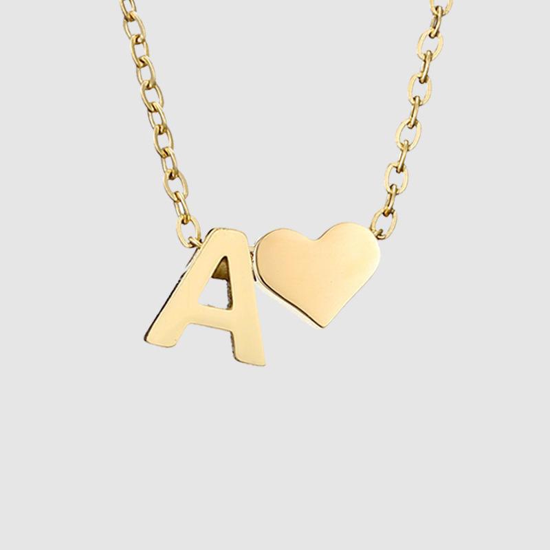 Dainty Initial Heart Necklace-Necklaces-NEVANNA