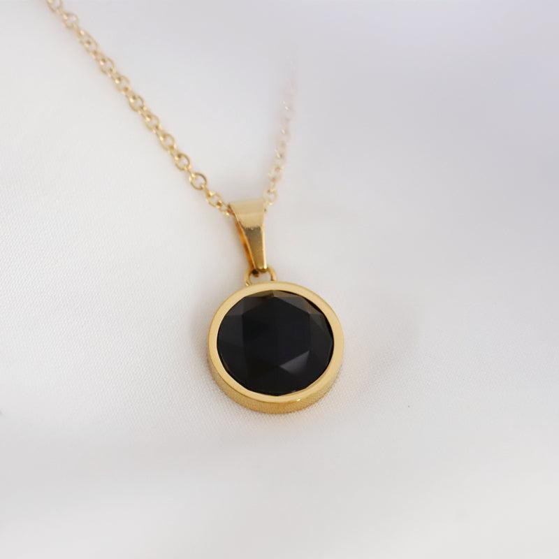 Gold-Plated Black Agate Necklace-Necklaces-NEVANNA