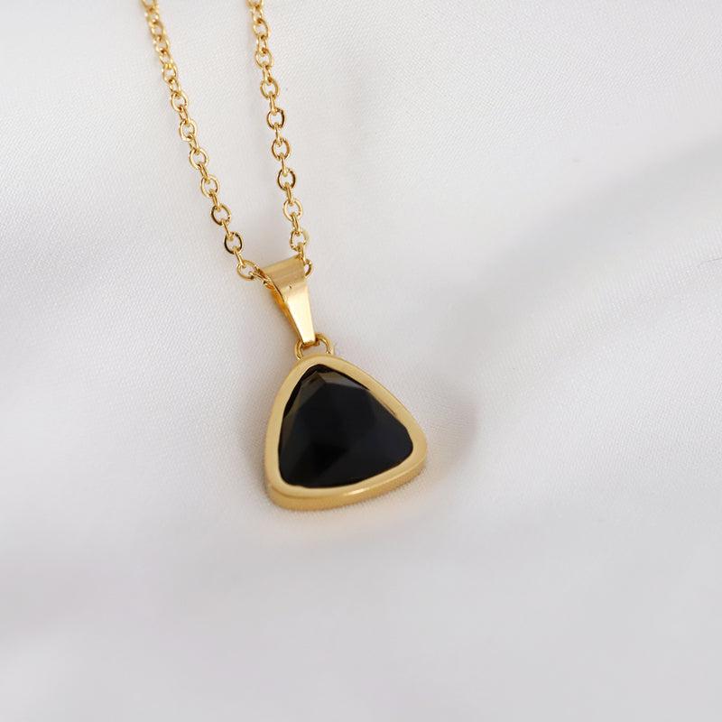 Gold-Plated Black Agate Necklace-Necklaces-NEVANNA