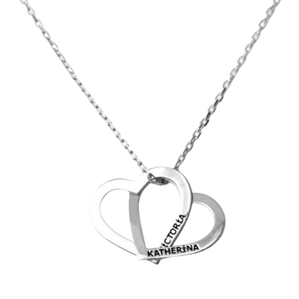 Personalized Double Heart Necklace-Necklaces-NEVANNA