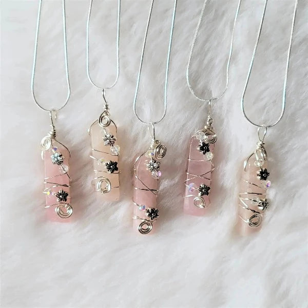 Rose Quartz Crystal Necklace-Necklaces-NEVANNA