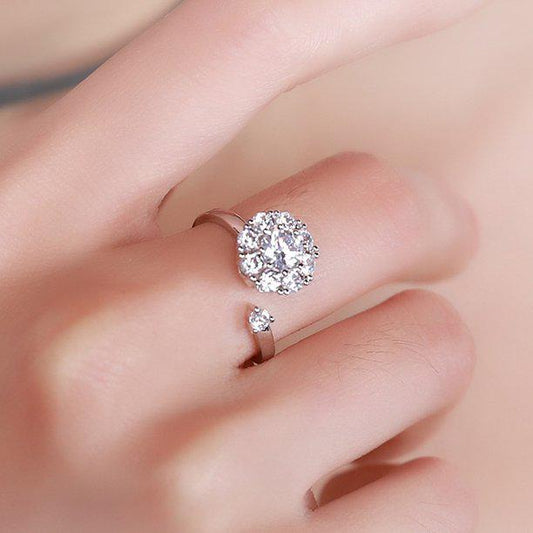 Wyn Zircon Flower Fidget Ring-Rings-NEVANNA